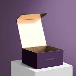 Lionwrapack-Caja magnética de cartón plegable con logotipo personalizado, Cajas de Regalo de papel plegable plano púrpura - Product Image 4
