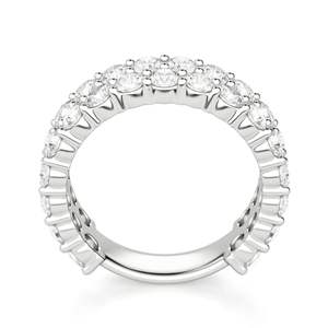 Round Cut Diamond Pave Set Two Row Semi Eternity Wedding Band para mujer - Product Image 4