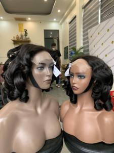 Cheveux Remy Super double dessiné court rebondissant perruque 100% cheveux humains vietnamiens avant de lacet perruque HD dentelle pleine frontale 13x6 perruque - Product Image 3