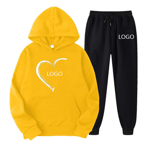 Wholesale Custom Print 100% Cotton Winter Sweatsuit Hoodie Set Men Custom Logo Embossed/Embroidery Jogging Tracksuit Set Running - Product Image 2