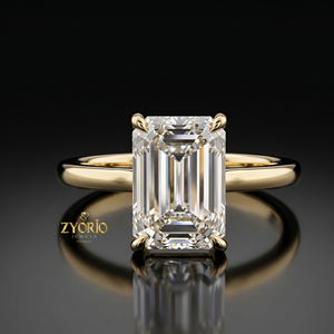 Bague de fiançailles en or 18 carats avec moissanite taille émeraude, bague solitaire de luxe pour femme - Product Image 5