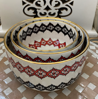 Bol de service marocain artisanal en porcelaine de Fès, écologique, peint à la main, bols à salade Fasiya, ustensiles de cuisine