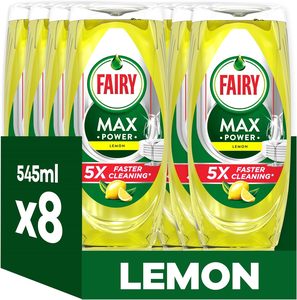 Líquido lavavajillas Fairy MaxPower Limón 8 x 545 ML, Limpieza fácil y sin esfuerzo, incluso en tus ollas y sartenes más grasosas - Product Image 3