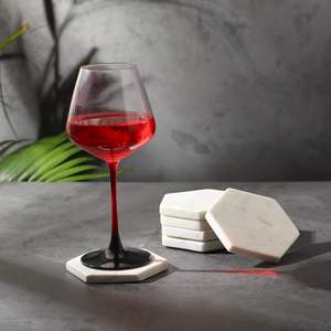 Hexagon <b>White</b> Ceramic Classic <b>Coasters</b> Set of 6-Durable & Eco-Friendly Drink Mats - Product Image 4