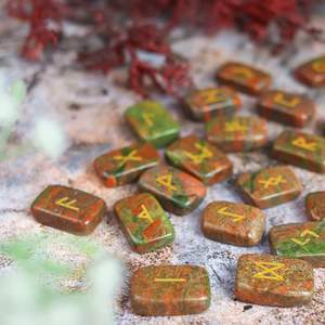 Ensemble de Rune Unakite rectangulaire poli-Pierres de cristal spirituelles pour débutants et experts-Ensemble de Rune de cristal Unakite en gros - Product Image 4