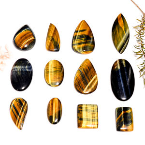 Beau cabochon en vrac de pierres précieuses de quartz d'oeil de tigre naturel dans des tailles de forme de mélange en gros pour la fabrication de bijoux - Product Image 5