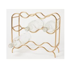 Fabricant et fournisseur de présentoir à bouteilles de vin Présentoir à vin moderne de comptoir en fil métallique et or - Product Image 3