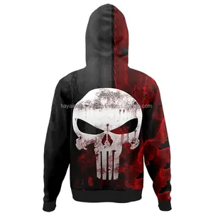 Sudadera con capucha de alta calidad HIFH109 Sublimación personalizada Diseño de calavera Mangas largas poliéster Hombres Sudadera con capucha - Product Image 2