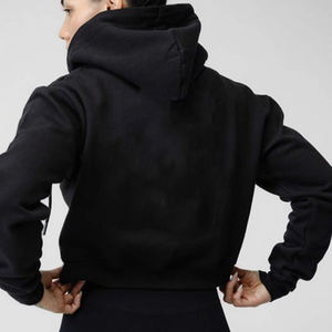 Sweats à capuche personnalisés en gros pour femmes, polyester, fabricant, design personnalisé, sweats à capuche courts brodés pour femmes - Product Image 5