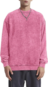 เสื้อสเวตเชิ้ตคอกลมผู้ชายแบบย้อมสีเอซิด ขายส่ง OEM ระดับพรีเมียม ผ้าฝ้าย 100% รับสั่งทำลายปัก 3 มิติ และงานพิมพ์ - Product Image 3