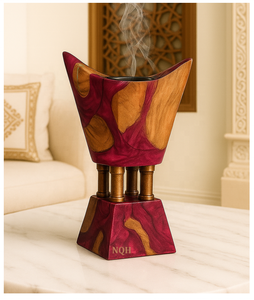 Brûleur à Bakhoor en bois d'acacia premium et résine époxy 2026 |   Diffuseur d'encens d'aromathérapie au design personnalisable artisanal |   Luxe - Product Image 5