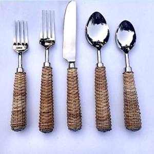 Modern Design Outdoor Travel <b>Cutlery</b> Stainless Steel Silver Plated <b>Black</b> Hammered Handle Silverware Spoon <b>and</b> Fork Set - Product Image 6