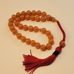 Collier de prière islamique classique en perles de résine imitation ambre orange, style Tasbih Misbaha - Product Image 2