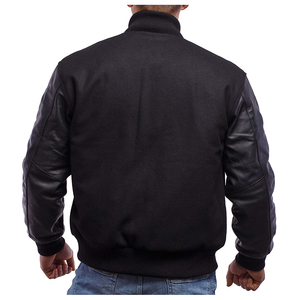 Chaqueta universitaria para hombre personalizada de alta calidad al por mayor chaqueta de béisbol informal de calle de nuevo estilo con mangas de cuero - Product Image 3