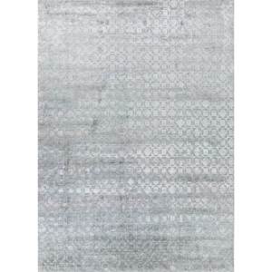 Tapis en laine et soie de bambou noué à la main bleu azalée, motif géométrique en losanges, pour salon, couloir, usage domestique - AIWB-13024 - Product Image 1