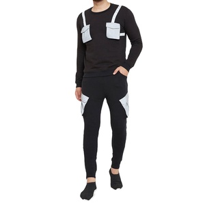 Ensemble de survêtement léger en coton 100% pour homme, col rond, deux pièces, chaud, confortable, décontracté, extérieur, uni, respirant - Product Image 3