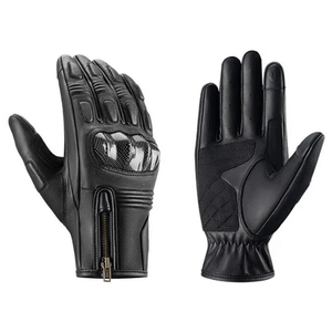 Real Leather Men's Motorbike Gloves Zip Closure Black Touch Screen Winter Racing Wear Custom Team for Auto Racing Motorcycle Use - Product Image 3