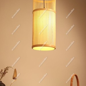 Lámpara colgante de pantalla cilíndrica de bambú para decoración interior moderna para el hogar, colgante creativo para Hotel, restaurante, comedor, escalera de pared - Product Image 4