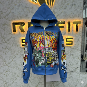 Servicio de OEM ahora disponible en Sudadera con capucha de cremallera de tasa ajustable amarillo impreso hecho en fábrica precio barato sudaderas con capucha para hombres - Product Image 1