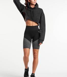 Hoodie court surdimensionné pour femme, délavé à l'acide, en polaire ultra douce, style streetwear, personnalisable, vente en gros, fournisseur en marque blanche - Product Image 6