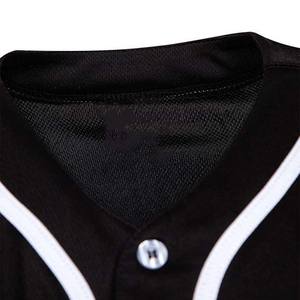 Jersey de béisbol de color negro con cuello en V, ropa deportiva de manga corta para adultos, 100% poliéster, precio barato, Jersey de béisbol para adultos de alta calidad - Product Image 5