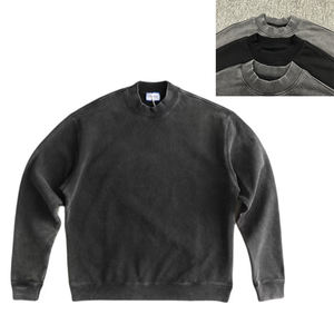 Sweat-shirt de qualité supérieure unisexe 500 Gsm Acid Wash Fleece Heavyweight Custom Logo 3d Embossed 100% Cotton Mens Sweatshirts - Product Image 2