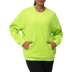 Sudadera de algodón con cuello redondo de doble cara y hombros caídos de talla grande para mujer, Jersey, sudaderas transpirables ecológicas para mujer - Product Image 1