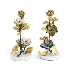 Bougeoir en métal rustique floral parfait pour les espaces d'inspiration campagnarde confortables Bougeoir en or antique - Product Image 3