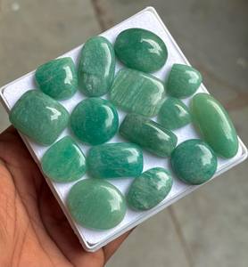 Cabochons rares en amazonite verte authentique, pierre naturelle de guérison, sélectionnés pour la fabrication de bijoux fins, élégance classique intemporelle - Product Image 2