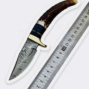 Couteau de chasse en acier Damas fait main avec étui en cuir, lame fixe pour le port quotidien, personnalisable, qualité DIY, support OEM - Product Image 5