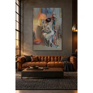 Fida Woman Looking in the Mirror by Lamplight Impression sur toile classique - Product Image 4