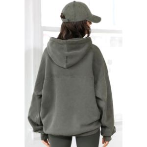 Great Quality Heavy <b>Thick</b> Long Sleeve Screenprint Custom logo 320 Gsm Cotton OEM Puff Oversized Hoodie for Women - Product Image 3