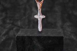 Colgante de Hip Hop de plata 925 personalizado con helado con moissanita de diamante, diseño de Baguette cruzado personalizado para moda callejera - Product Image 2