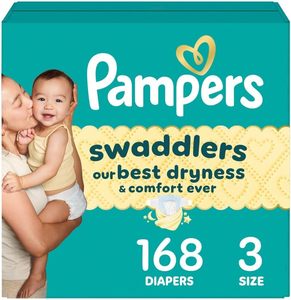 Couches Pampers Swaddlers, taille 3 (13-26 lbs), 168 unités, absorbantes, gardent bébé au sec et confortable, sûres pour la peau, couches jetables pour bébé - Product Image 6