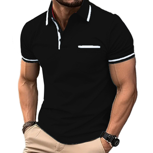 T-shirt pour homme 2024 de haute qualité à manches courtes en tricot, séchage rapide, coupe ajustée, broderie personnalisée du logo de golf, poches boutonnées - Product Image 2