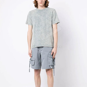 Fabricación de fábrica, camisetas de lavado ácido para hombres hechas a medida, algodón de gran tamaño/fibra de bambú, patrón sólido, ropa para adultos - Product Image 2