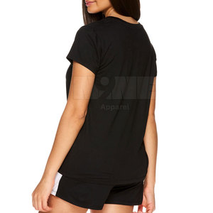 Conjuntos cortos de mujer más vendidos con estampado de logotipo personalizado Patrón sólido Cuello Mangas cortas para estilo casual para Primavera/Verano - Product Image 6