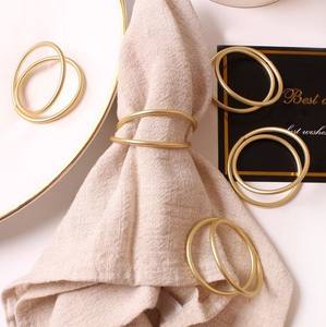 Décoration de mariage table à manger carré en métal laiton rond de serviette en laiton plaqué or top vente anneau de serviette - Product Image 2