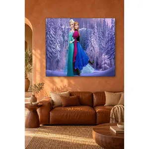 ภาพพิมพ์บนผ้าใบฟิดา ป่าฤดูหนาวสีม่วง เอลซ่าและแอนนา - Product Image 3