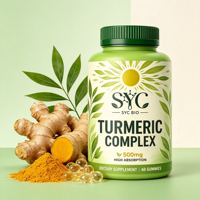 Bonbons gélifiés au curcuma OEM SYC, formule 500 mg, absorption ultra-élevée, naturel, 60 capsules/flacon, pour le soutien des os et des articulations chez l'adulte