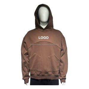 2025 Men's Trendy Brand Loose Pullover Double-Layer Sweatshirt Heavyweight All-Cotton Off-the-Shoulder Hooded Applique Technique - Product Image 1