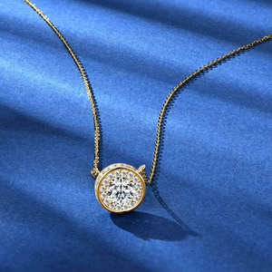 Collier pour femme en argent sterling 925, chaîne à maillons, élégance 2,00 CT, pendentif rond taille brillant, pavé complet, diamant moissanite VVS, cadeau - Product Image 3