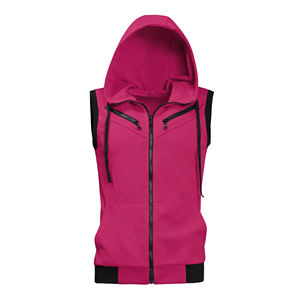 <b>Sleeveless</b> Zipper Hoodie for Gym 100% Organic Cotton Gym <b>Sleeveless</b> Hoodies 100% Cotton Zipper Hoodie for <b>Men</b> - Product Image 3