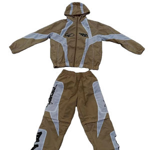 ชุดเซ็ตเสื้อแจ็คเก็ตและกางเกงแบบมีฮู้ดกันลม 2 in 1 สำหรับผู้ชาย ไซส์ใหญ่ ผ้าโพลีเอสเตอร์ สำหรับเล่นกีฬา  พร้อมโลโก้สั่งทำพิเศษ - Product Image 1