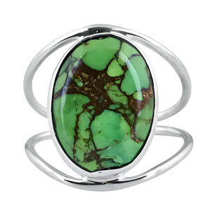 Anillo de Plata de Ley 925, piedra preciosa turquesa de cobre verde, joyería clásica Unisex con ajuste de bisel para boda - Product Image 5