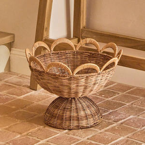 Nouveau bol de service décoratif en rotin tissé festonné chaud pour le style de table à manger et l'affichage de nourriture de vacances de fête - Product Image 3