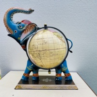 Globe terrestre décoratif artisanal en métal, motif éléphant, avec globe antique rotatif et carte du Rajasthan, peint à la main, pour décoration de bureau
