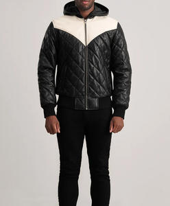 Professional Manufacture <b>Men's</b> Leather Puffer Jacket Pro Style Reasonable Price Multicolor Stand Collar Front Logo - Product Image 3