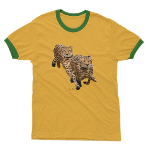 Cheetah Brothers Adult Ringer T-<b>Shirt</b> 100% Cotton Jersey Loose Fit 280 Gram Fabric Weight <b>Compressed</b> with Pattern Design - Product Image 5