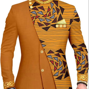 Men Blazer Jacket Single Button Suits Dashiki Print Outwear African Mens Clothes